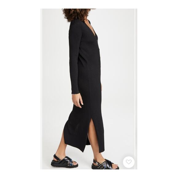 New Line and Dot Simone black ribbed slinky knit button front maxi dress size XL - Picture 5 of 14